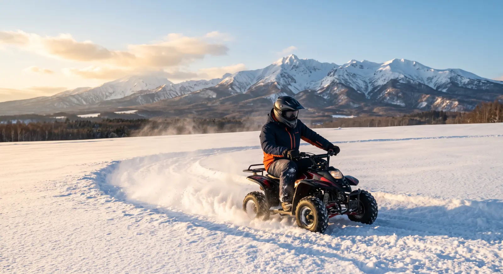 雪原を走る小型バギーの構想イメージ（AI生成）